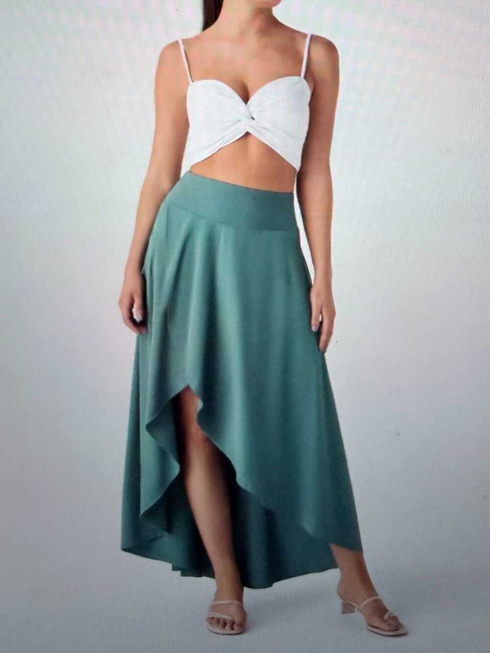 Halara High Waisted High Low Ruffle 2-in-1 Flowy Quick Dry Casual Regular Maxi